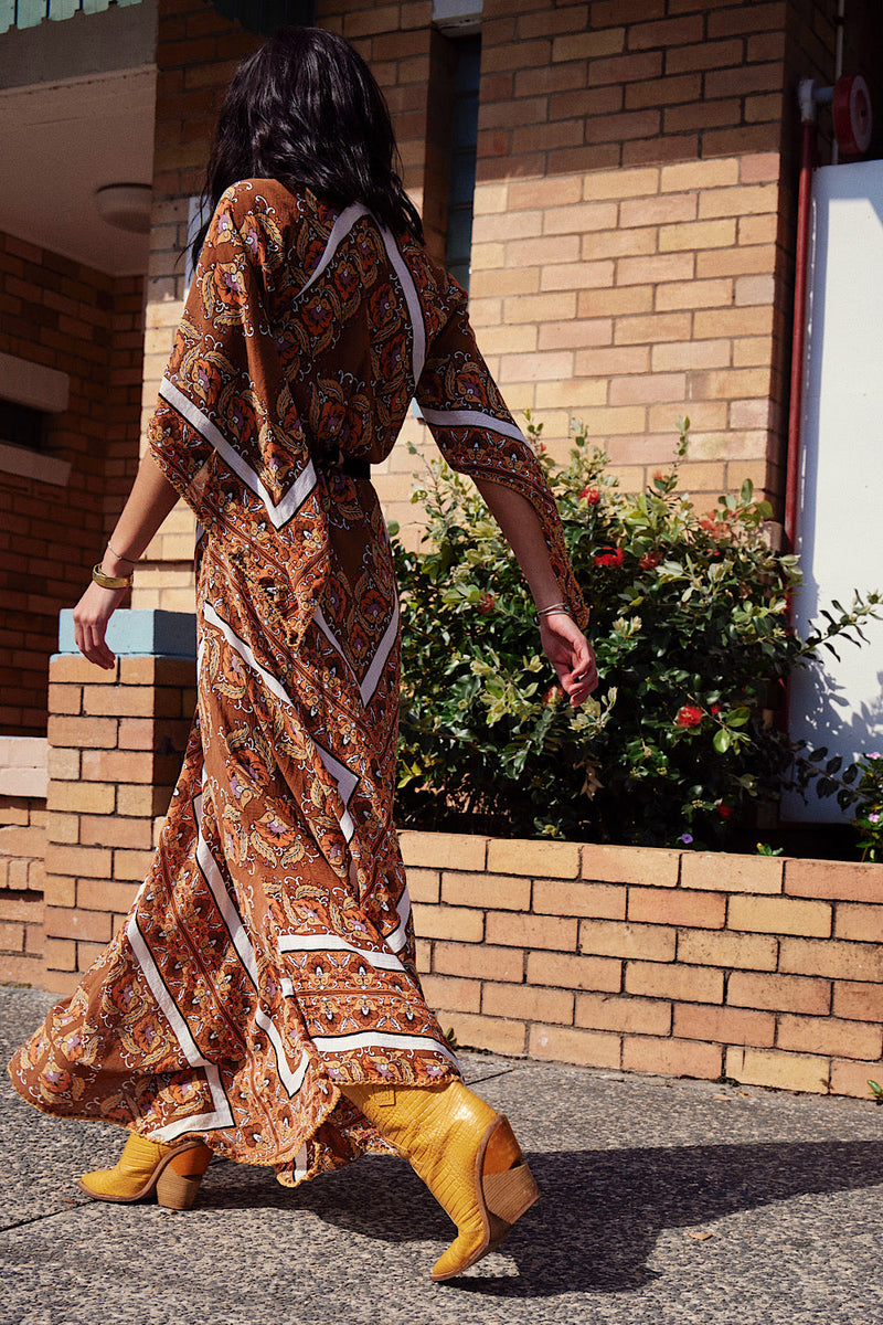 Alabama Getaway Maxi Caftan Dress - Falling Leaves - Chasing Unicorns