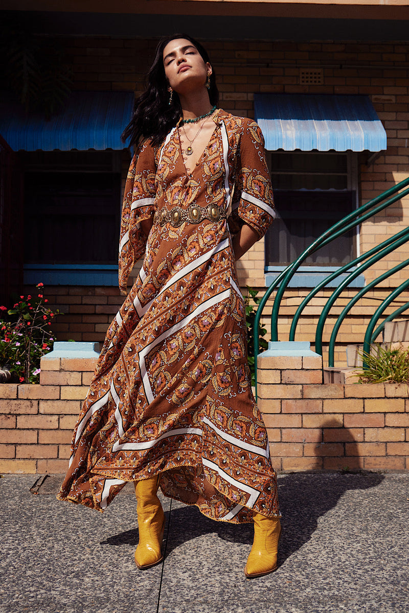 Alabama Getaway Maxi Caftan Dress - Falling Leaves - Chasing Unicorns