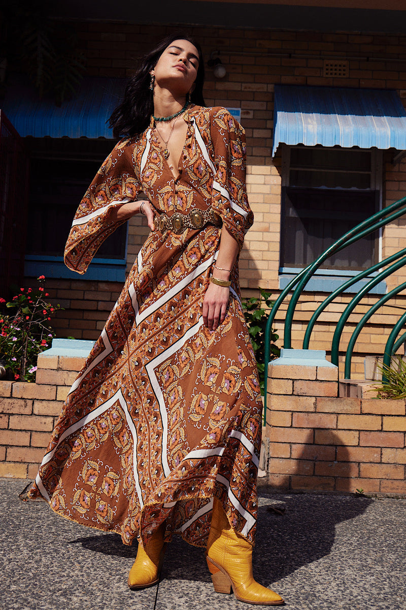 Alabama Getaway Maxi Caftan Dress - Falling Leaves - Chasing Unicorns