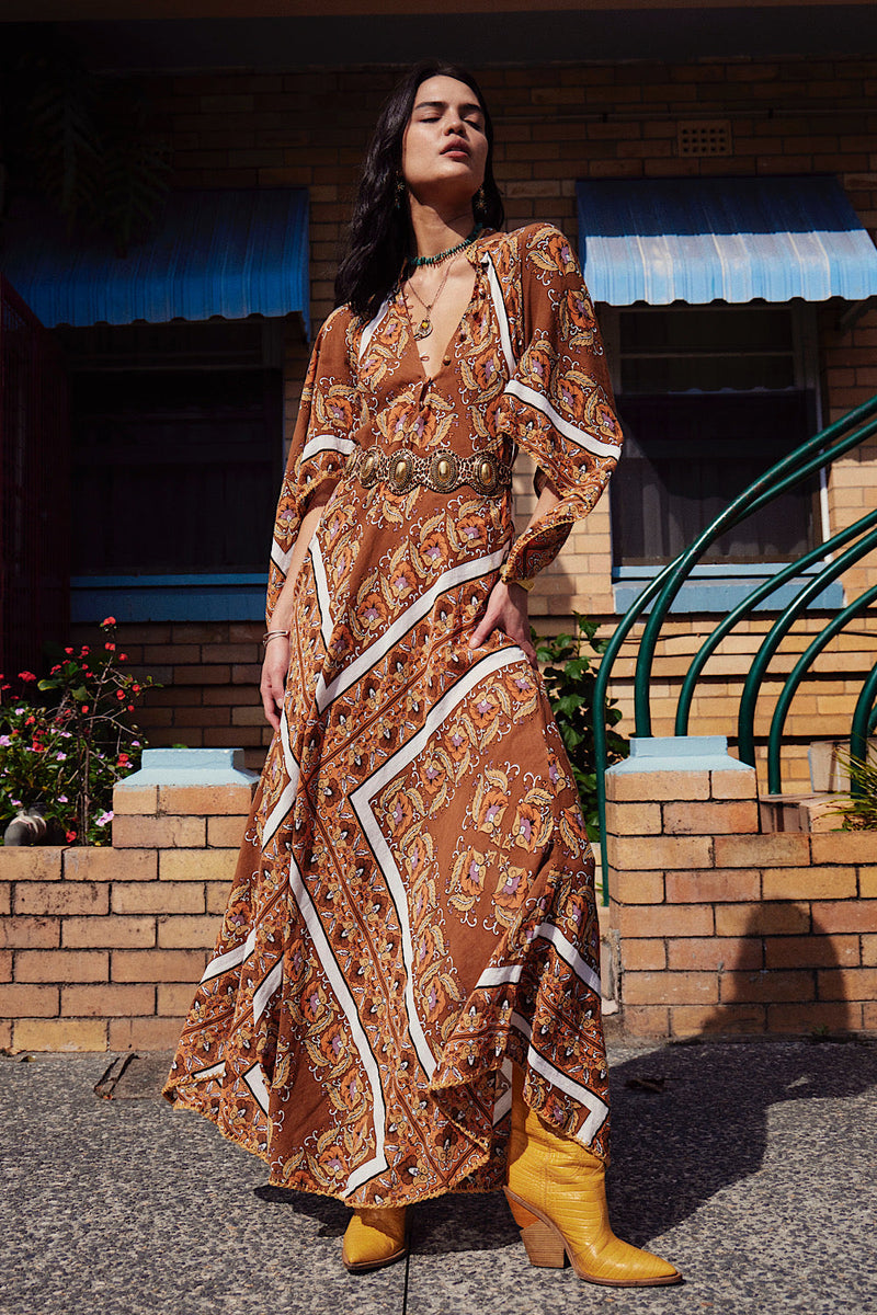 Alabama Getaway Maxi Caftan Dress - Falling Leaves - Chasing Unicorns