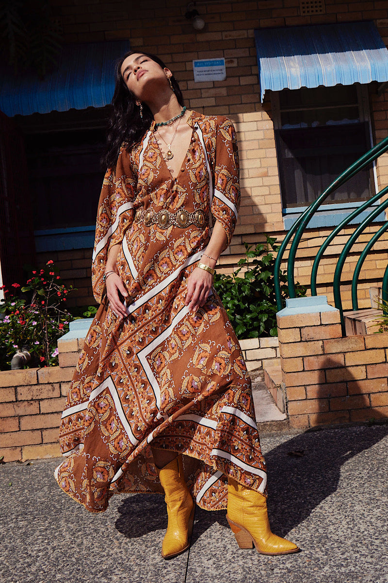 Alabama Getaway Maxi Caftan Dress - Falling Leaves - Chasing Unicorns