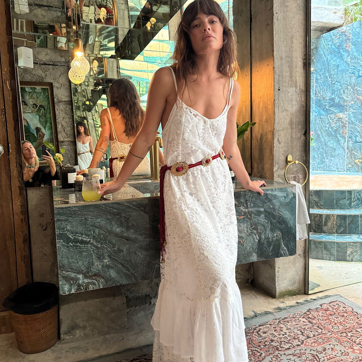 Amongst The Leaves Lace Maxi Slip Dress - Snow - Chasing Unicorns