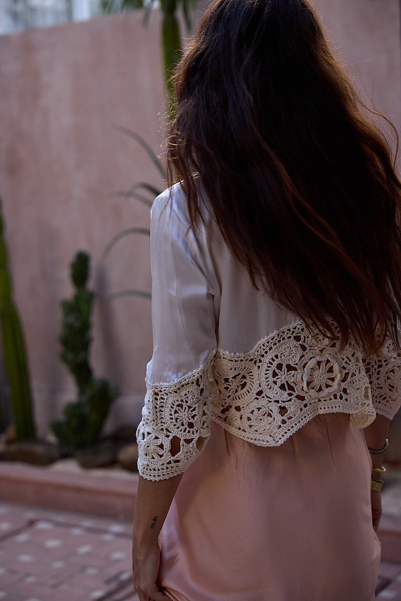 Angie Silk & Cotton Crochet Blouse - Chasing Unicorns