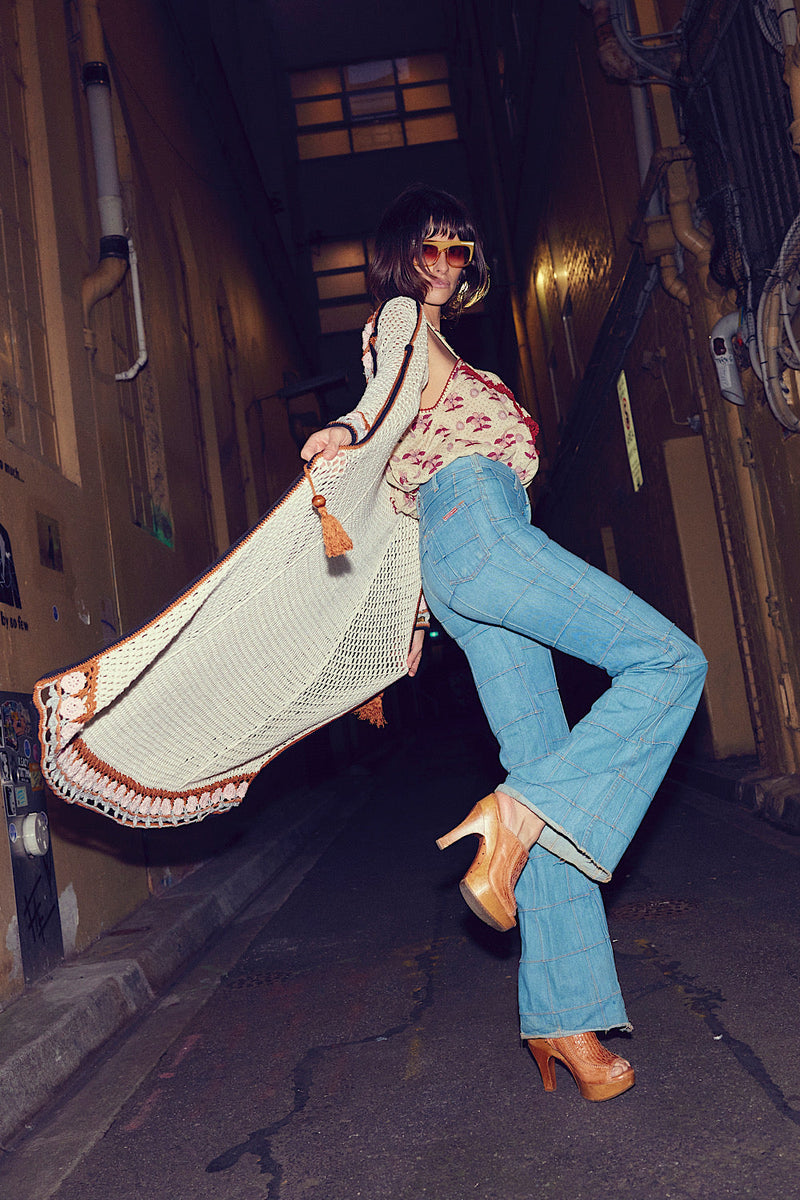 As Long As I Can See The Light Hand Crochet Duster Coat - Chasing Unicorns