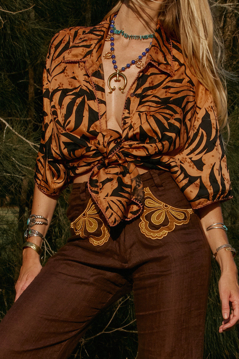 Calypso Blues Silk Jacquard Super Oversized Shirt - Chasing Unicorns