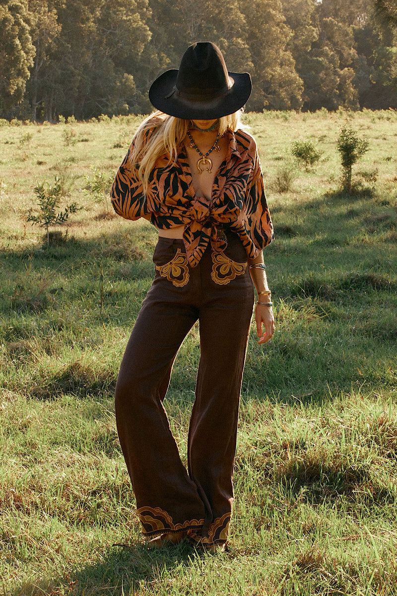 Calypso Blues Silk Jacquard Super Oversized Shirt - Chasing Unicorns