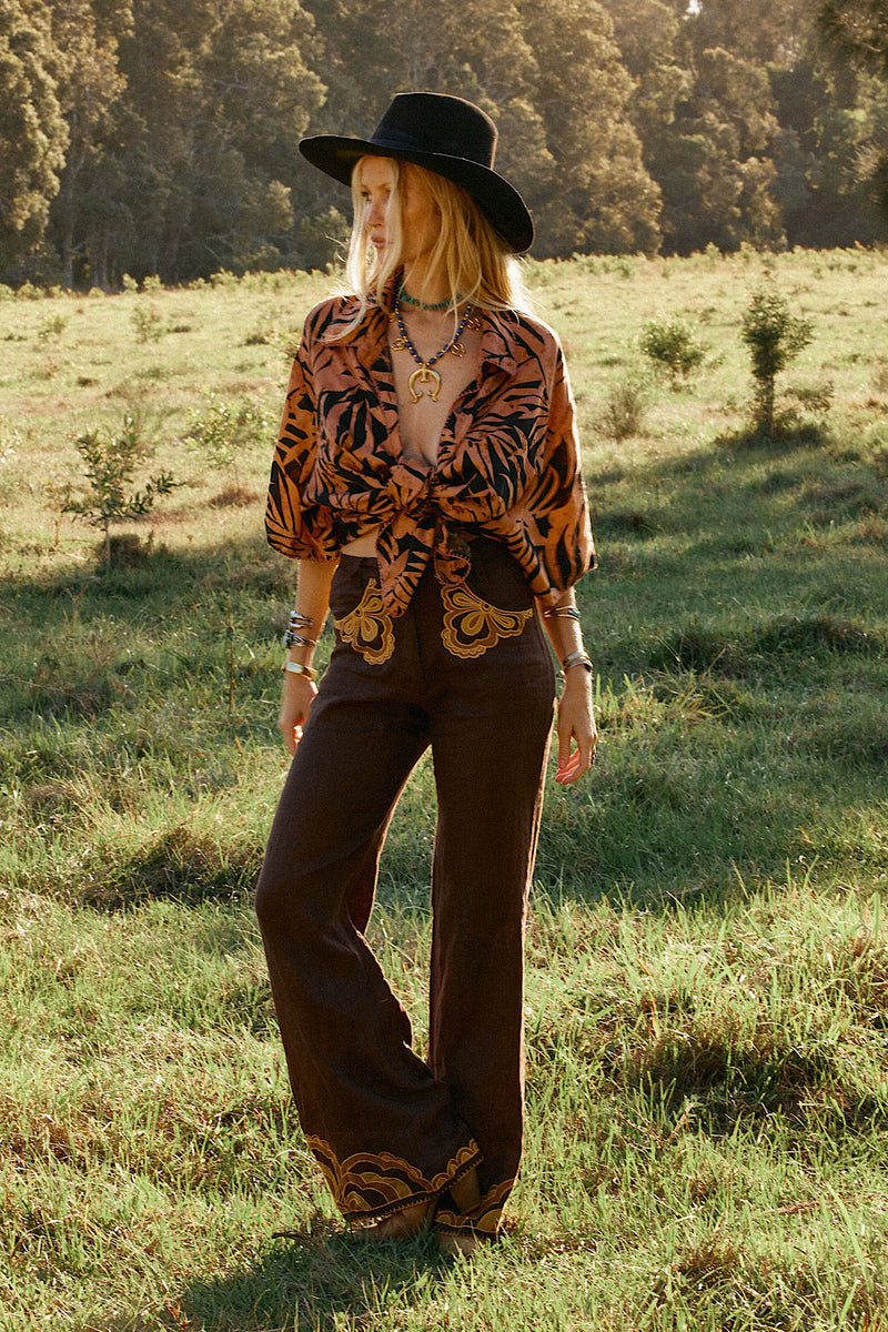 Calypso Blues Silk Jacquard Super Oversized Shirt - Chasing Unicorns