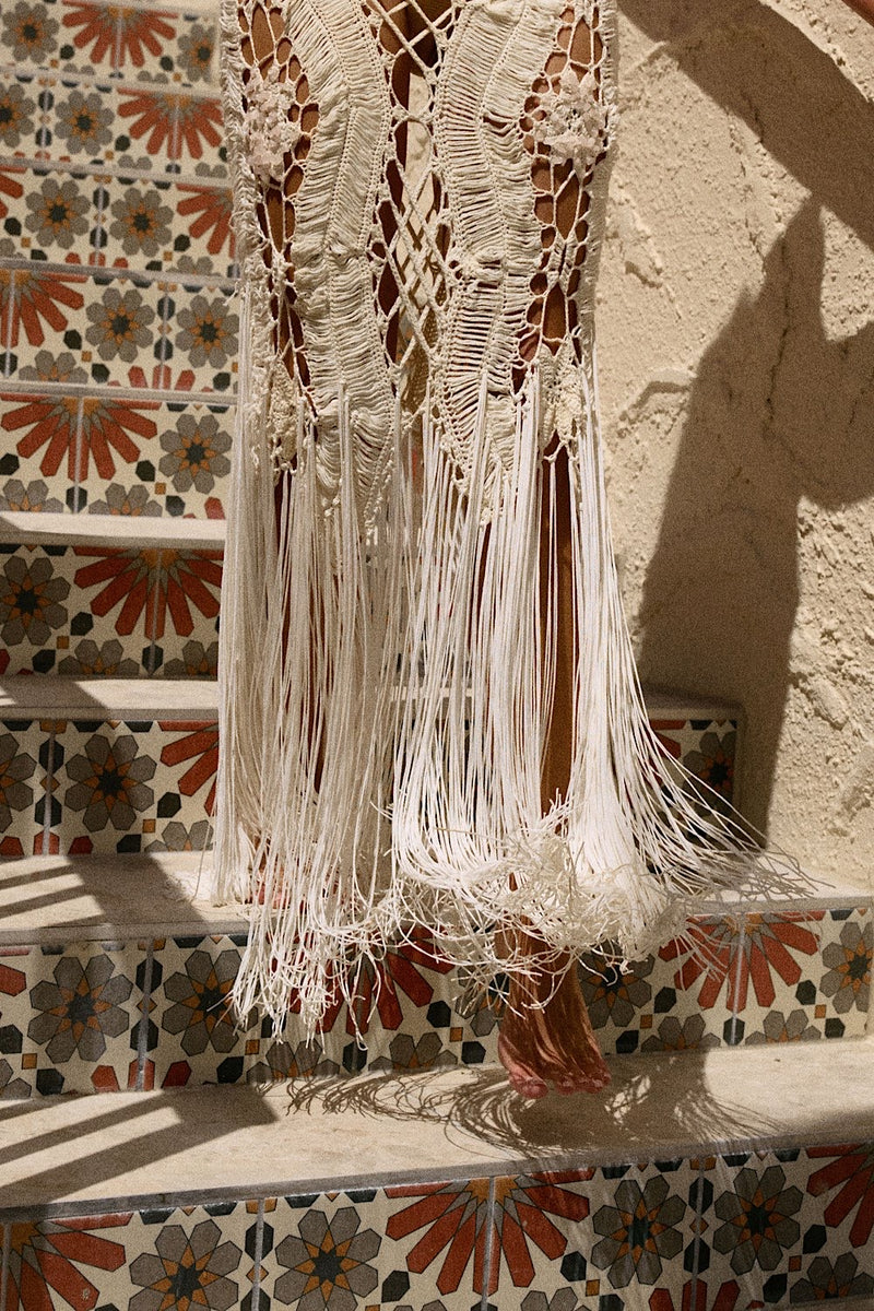 Chain Reaction Crochet Fringe Maxi Dress - Chasing Unicorns