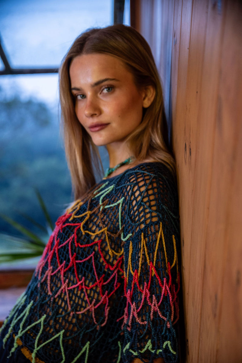 Colour My World Crochet Macrame Top - crochet top
