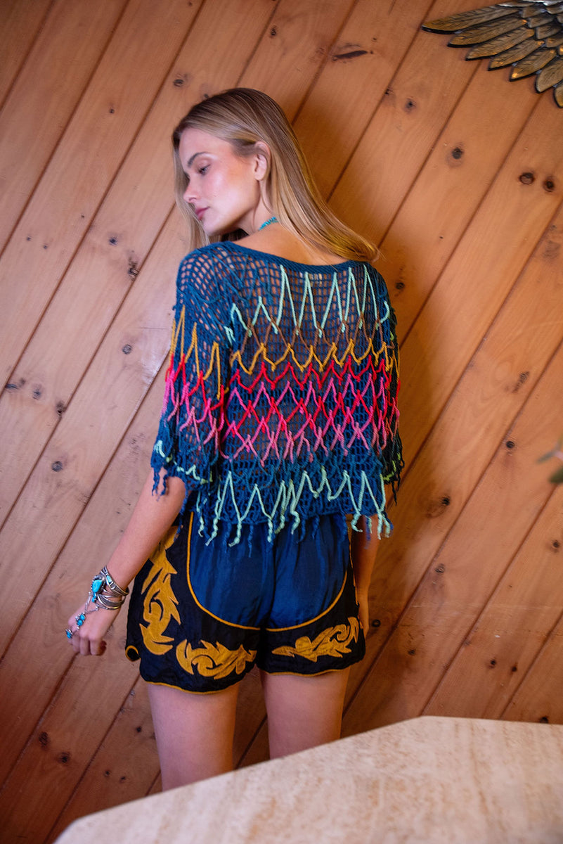 Colour My World Crochet Macrame Top - crochet top