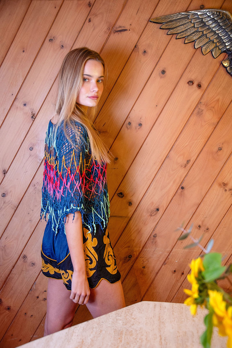 Colour My World Crochet Macrame Top - crochet top