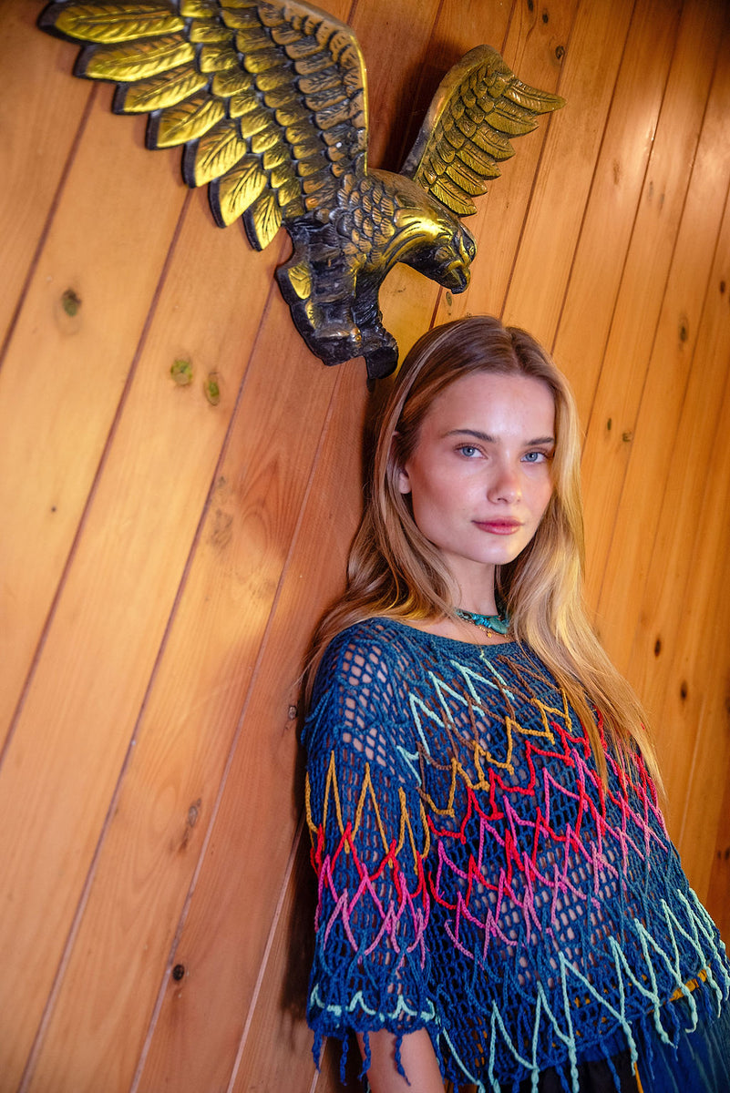 Colour My World Crochet Macrame Top - crochet top