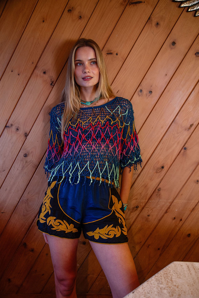Colour My World Crochet Macrame Top - crochet top