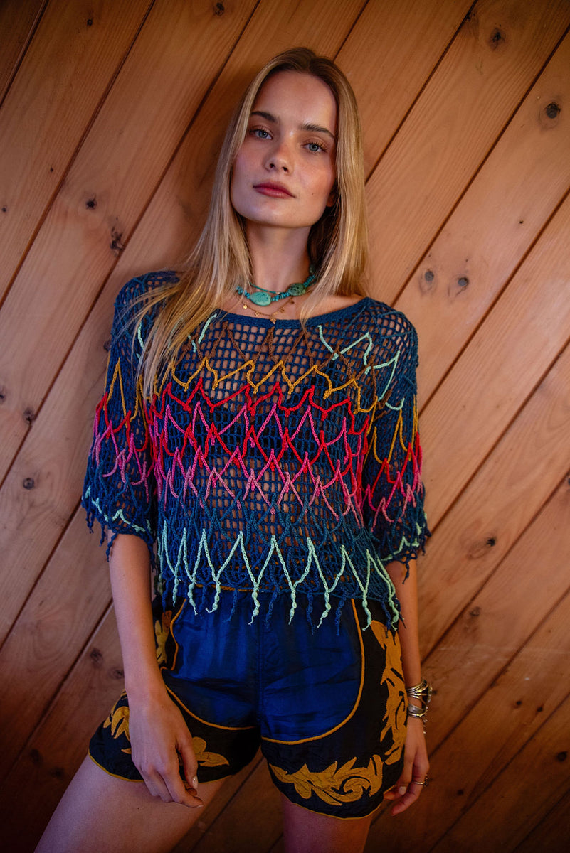 Colour My World Crochet Macrame Top - crochet top