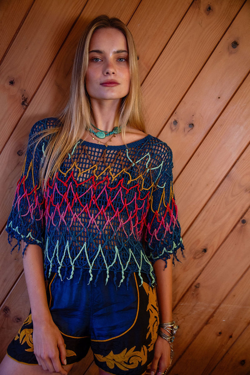 Colour My World Crochet Macrame Top - crochet top