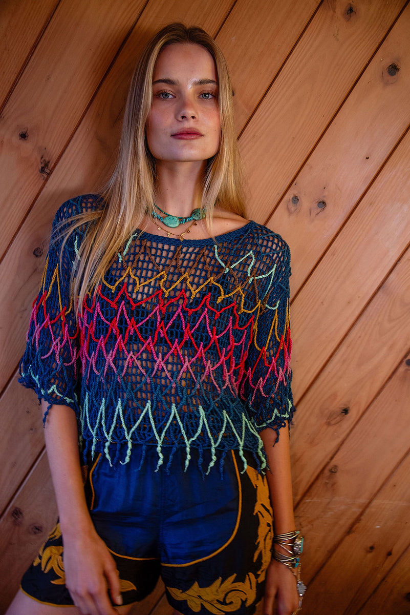 Colour My World Crochet Macrame Top - crochet top