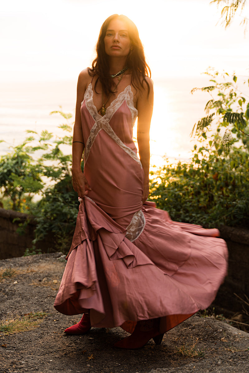 Come Alive Backless Silk + Lace Maxi Dress - Chasing Unicorns