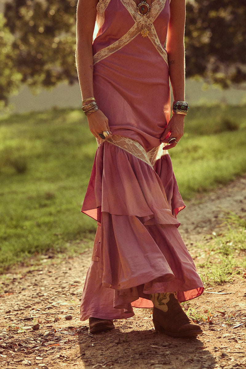 Come Alive Backless Silk + Lace Maxi Dress - Chasing Unicorns