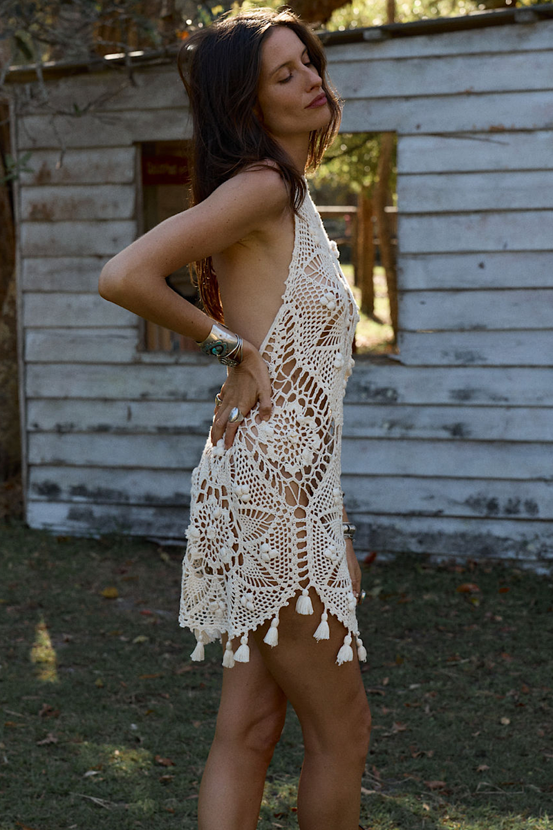 Come Away With Me Crochet Mini Dress - Chasing Unicorns