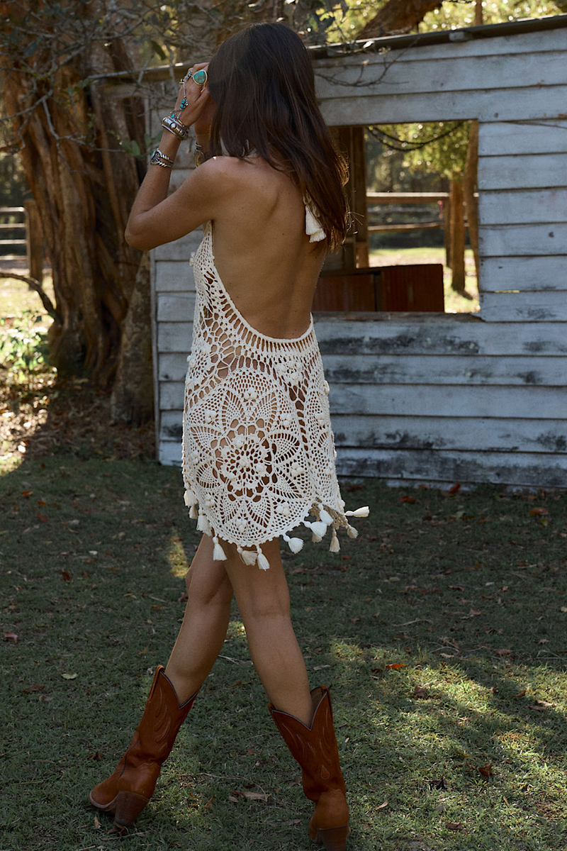 Come Away With Me Crochet Mini Dress - Chasing Unicorns