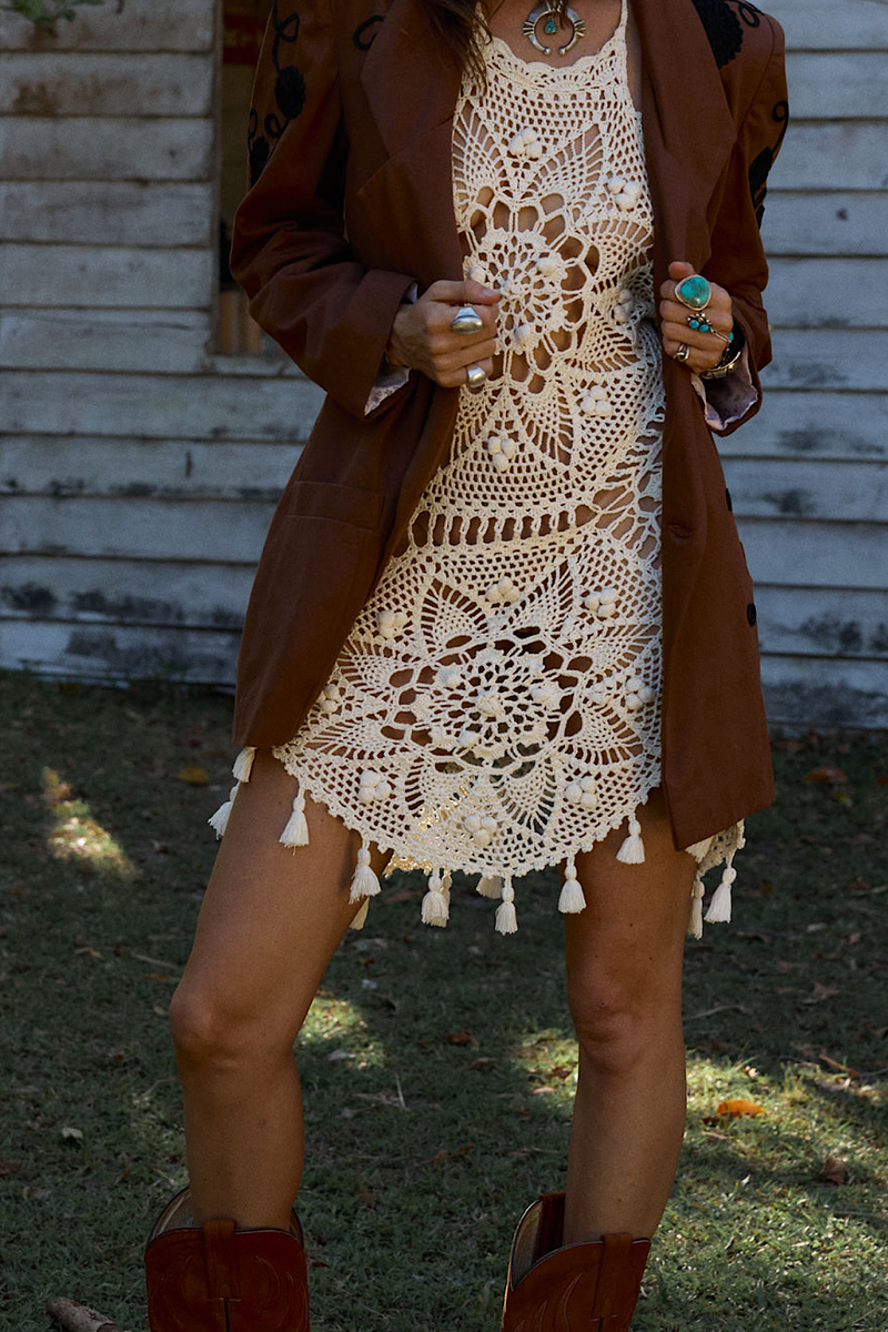 Come Away With Me Crochet Mini Dress - Chasing Unicorns