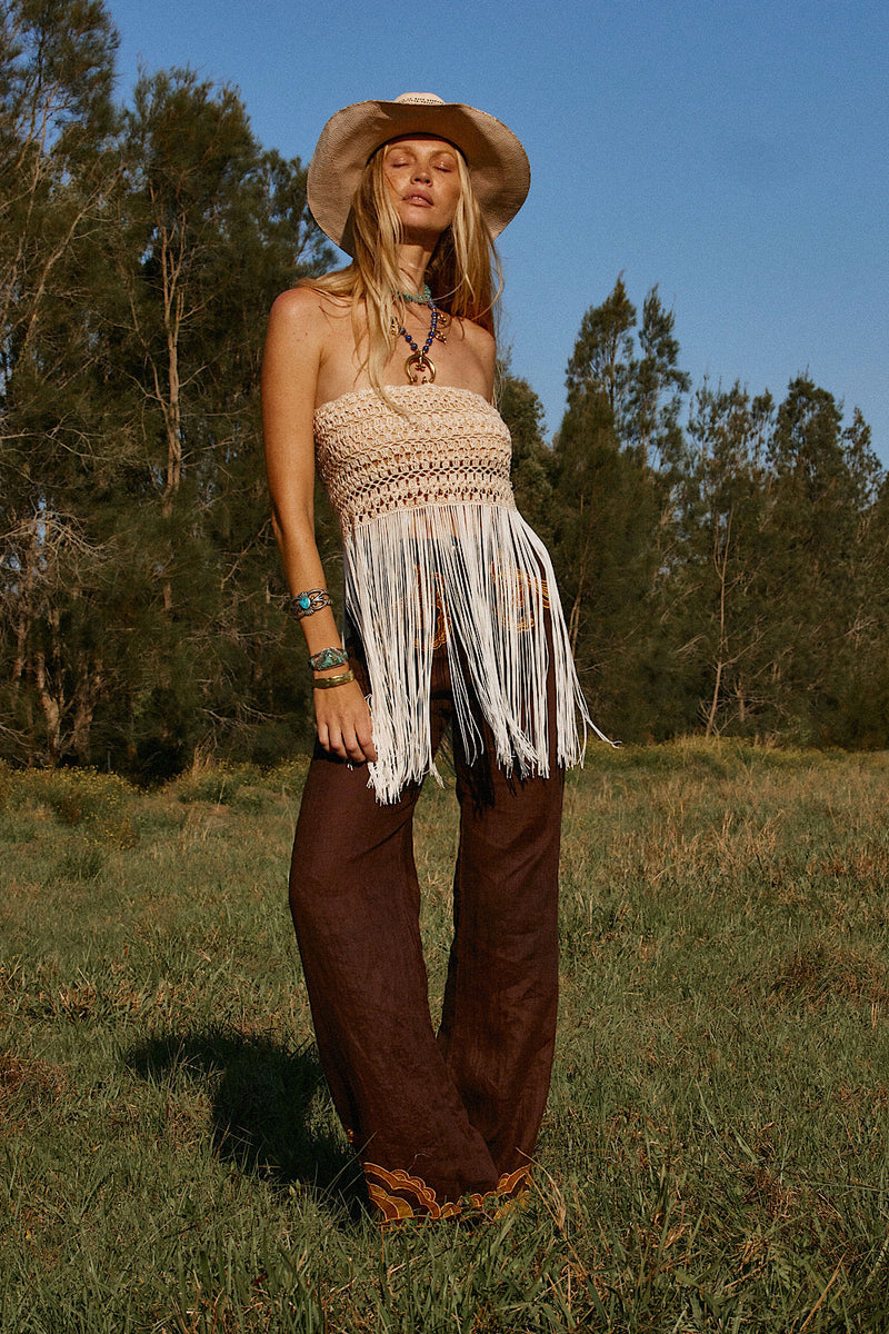 Cool Me Down Crochet Fringe Strapless Top - crochet top