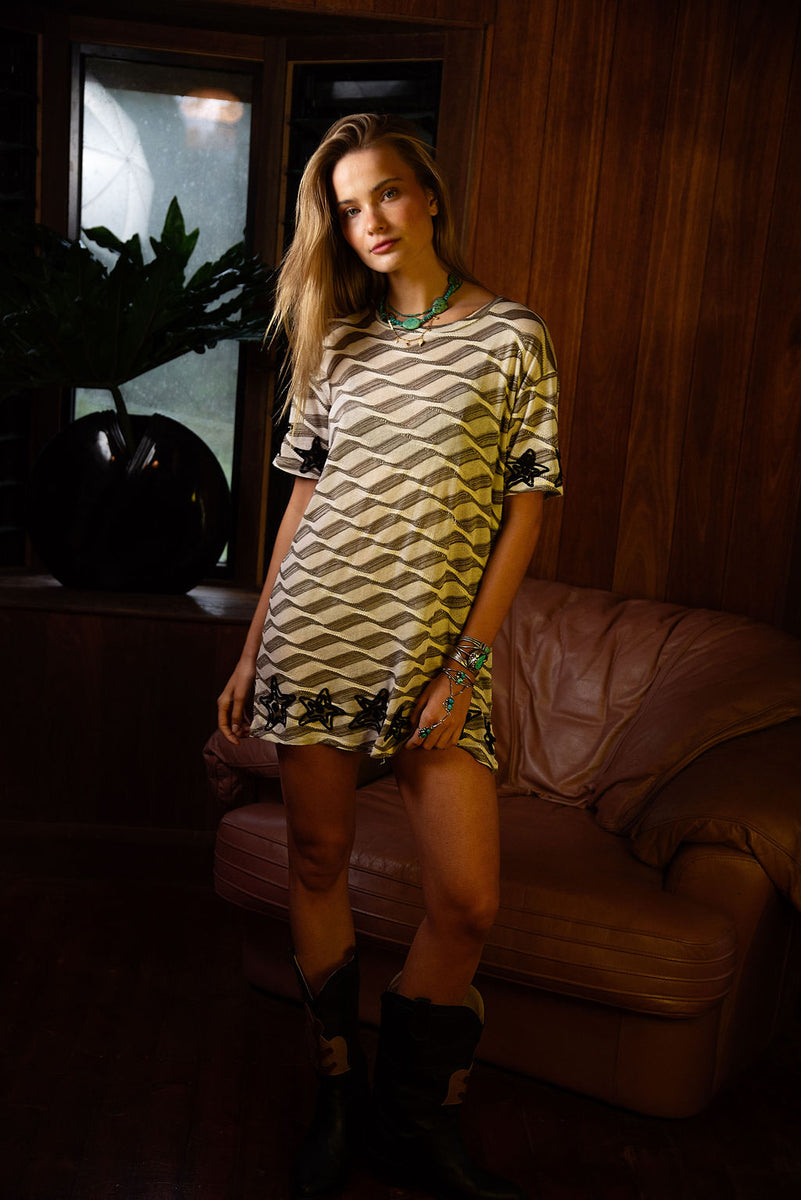 Counting Stars Embroidered Mini Dress - Chasing Unicorns