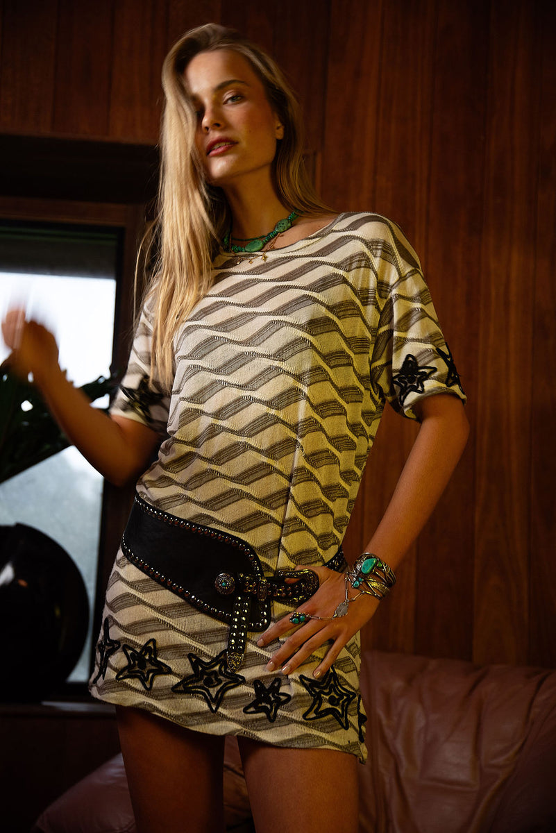 Counting Stars Embroidered Mini Dress - Chasing Unicorns