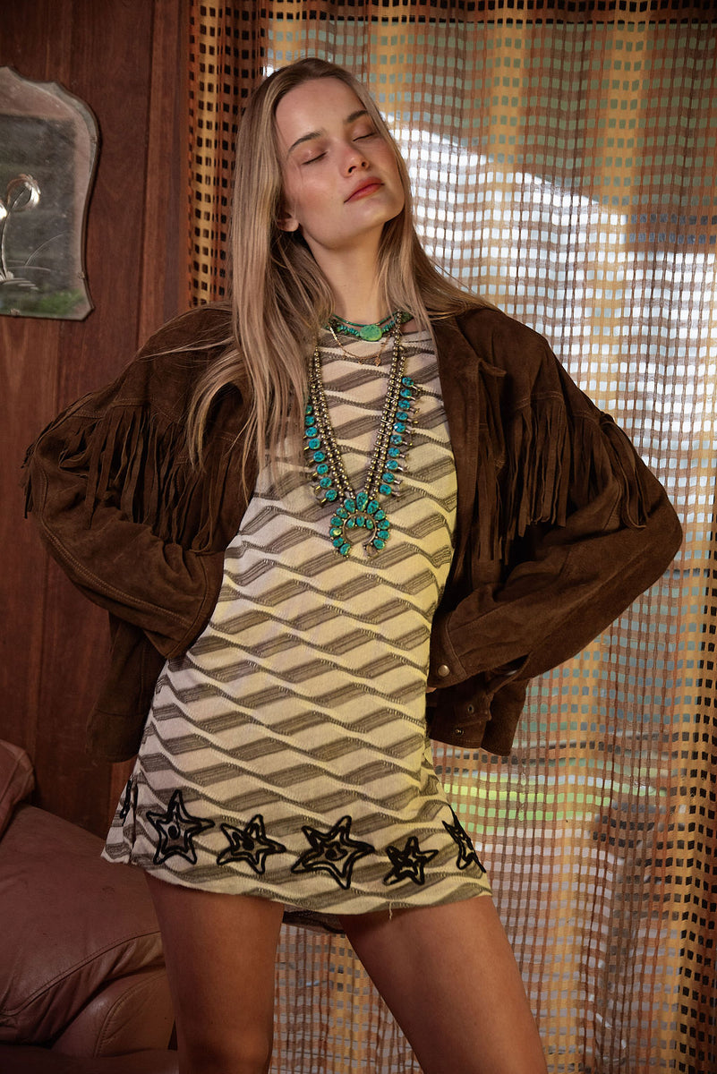 Counting Stars Embroidered Mini Dress - Chasing Unicorns