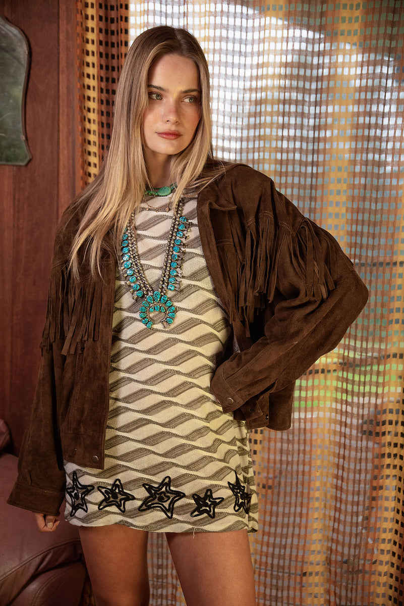 Counting Stars Embroidered Mini Dress - Chasing Unicorns