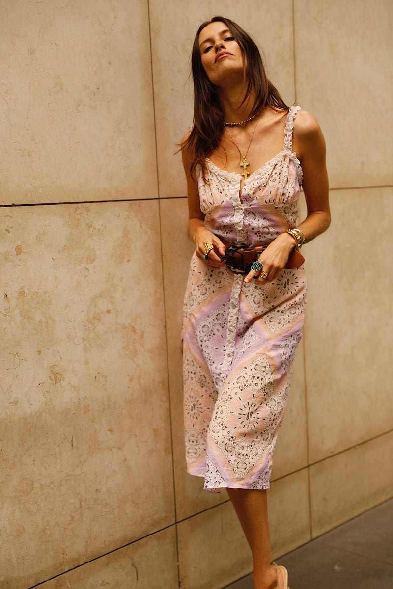 Country Girl Patchwork Bandana Midi Dress - Chasing Unicorns