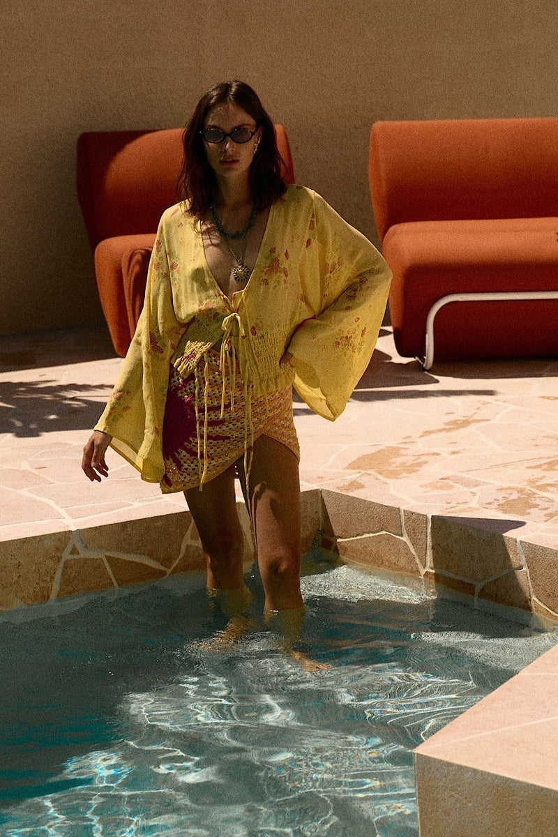 Cover Me In Sunshine Appliqué Sun Crochet Wrap Skirt - Chasing Unicorns