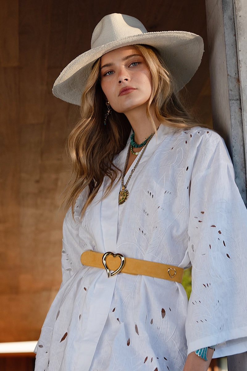 Do You Dream Linen Cutwork Robe - Chasing Unicorns