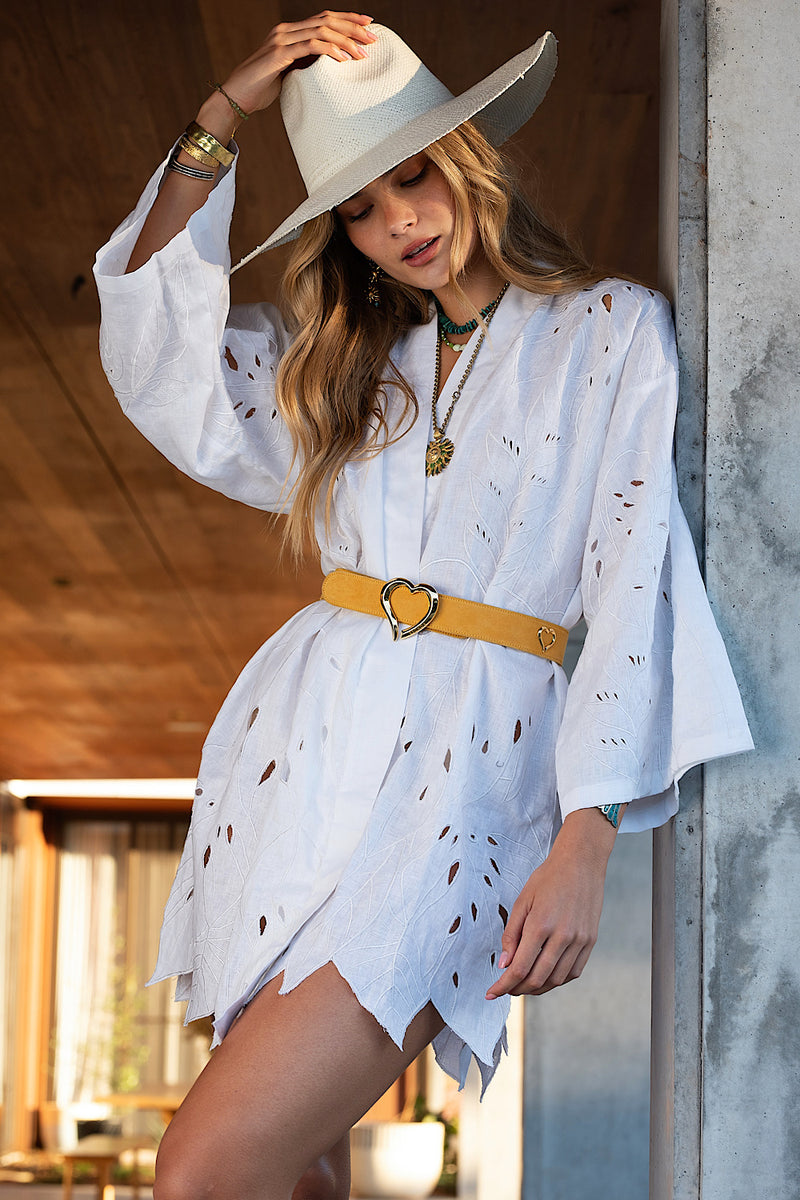 Do You Dream Linen Cutwork Robe - Chasing Unicorns