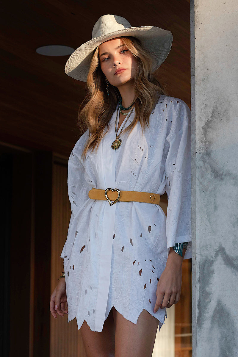 Do You Dream Linen Cutwork Robe - Chasing Unicorns
