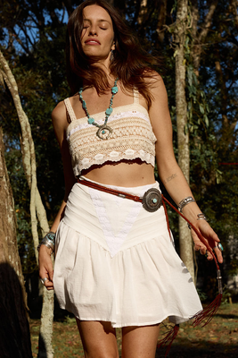 Down The Highway Cotton + Anglaise Mini Skirt
