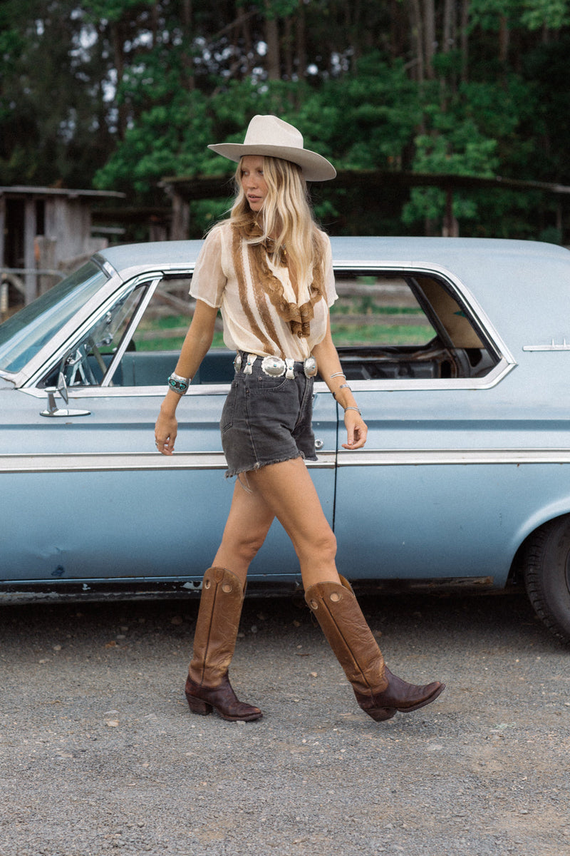 Fly Like An Eagle Silk Chiffon Blouse - Palomino - Chasing Unicorns