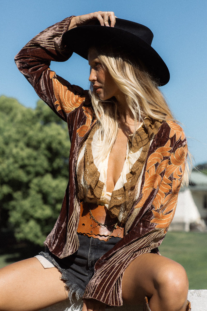 Fly Like An Eagle Silk Chiffon Blouse - Palomino - Chasing Unicorns