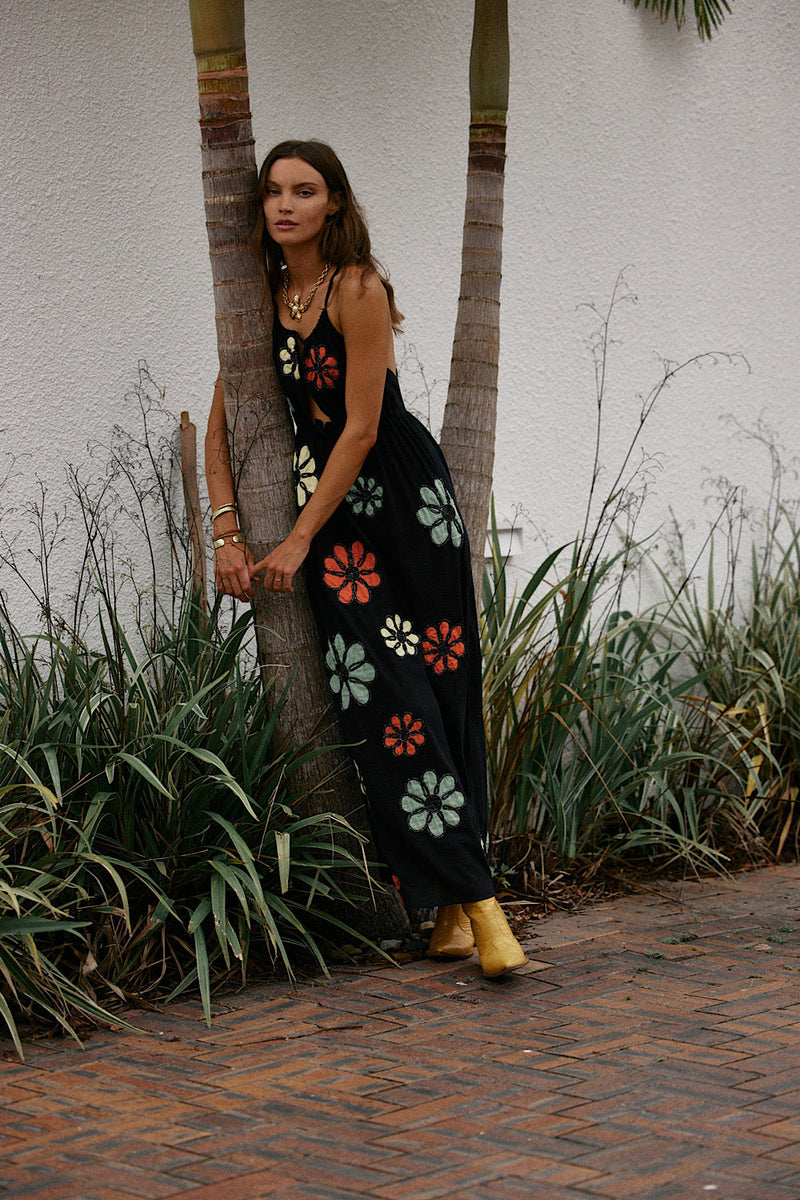 Freedom Appliqué Floral Embroidered Maxi Dress - Chasing Unicorns