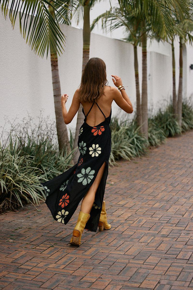 Freedom Appliqué Floral Embroidered Maxi Dress - Chasing Unicorns