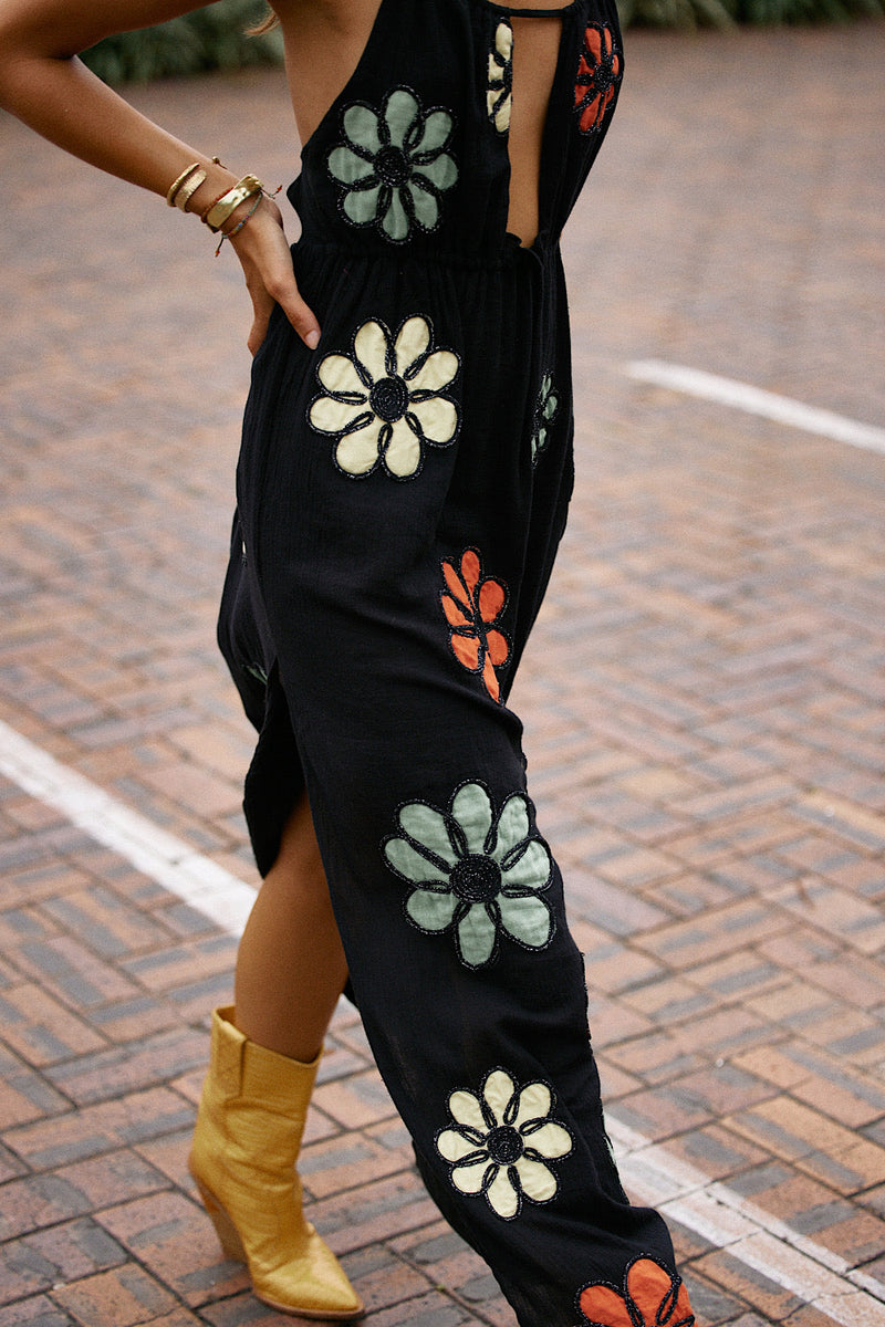 Freedom Appliqué Floral Embroidered Maxi Dress - Chasing Unicorns