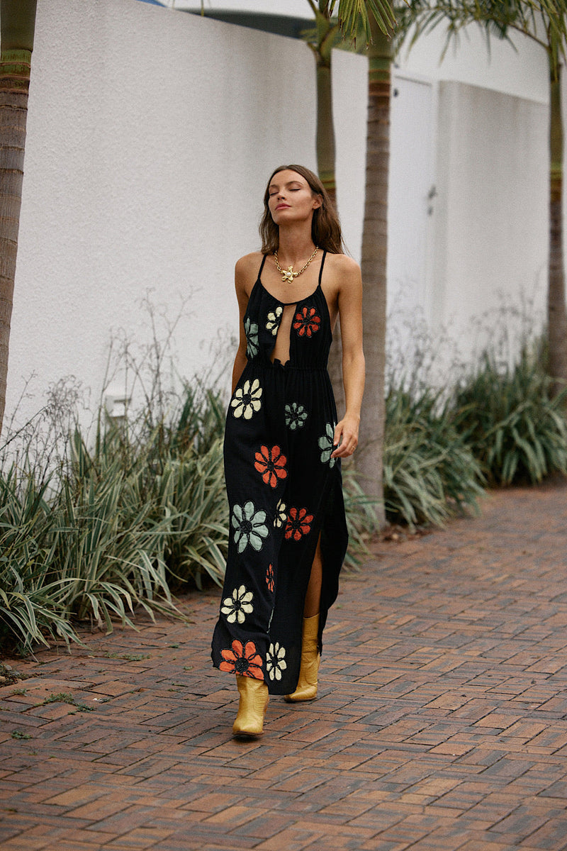 Freedom Appliqué Floral Embroidered Maxi Dress - Chasing Unicorns