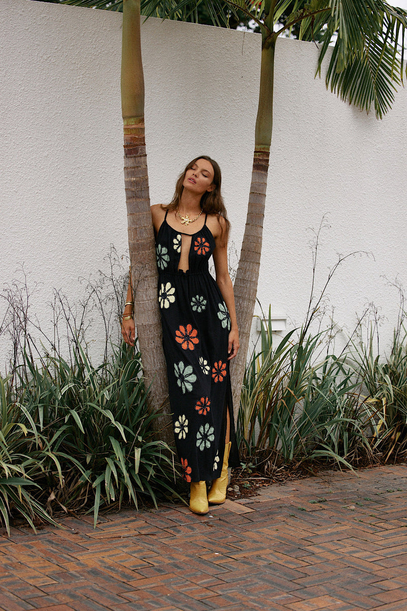 Freedom Appliqué Floral Embroidered Maxi Dress - Chasing Unicorns