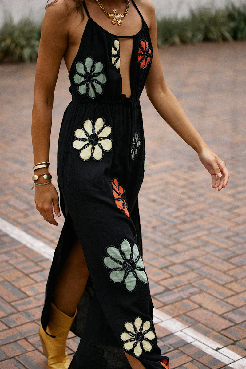 Freedom Appliqué Floral Embroidered Maxi Dress - Chasing Unicorns