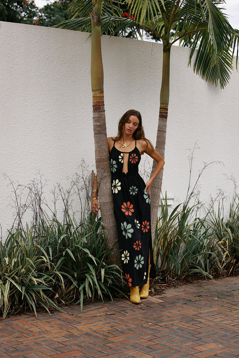 Freedom Appliqué Floral Embroidered Maxi Dress - Chasing Unicorns