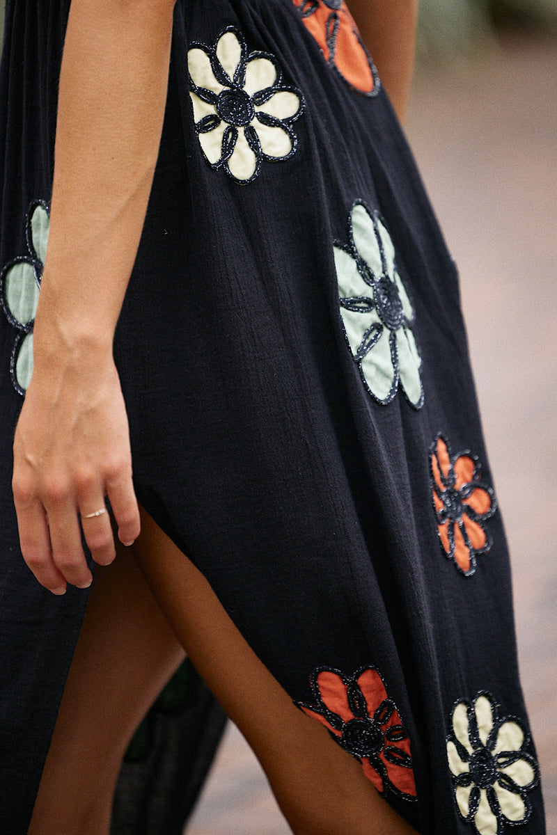 Freedom Appliqué Floral Embroidered Maxi Dress - Chasing Unicorns