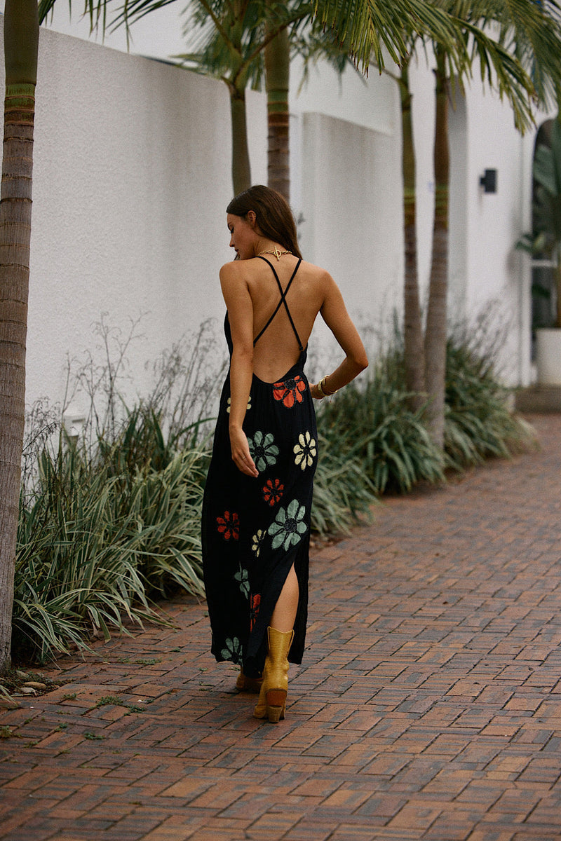 Freedom Appliqué Floral Embroidered Maxi Dress - Chasing Unicorns