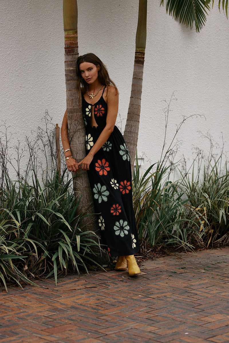 Freedom Appliqué Floral Embroidered Maxi Dress - Chasing Unicorns