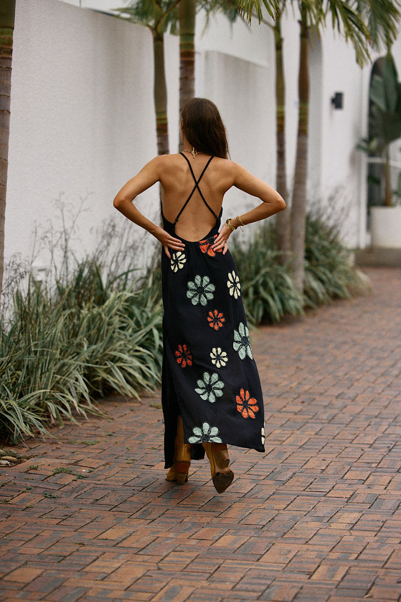 Freedom Appliqué Floral Embroidered Maxi Dress - Chasing Unicorns