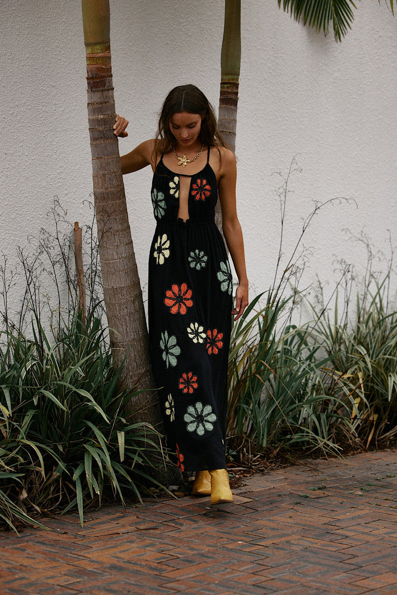 Freedom Appliqué Floral Embroidered Maxi Dress - Chasing Unicorns